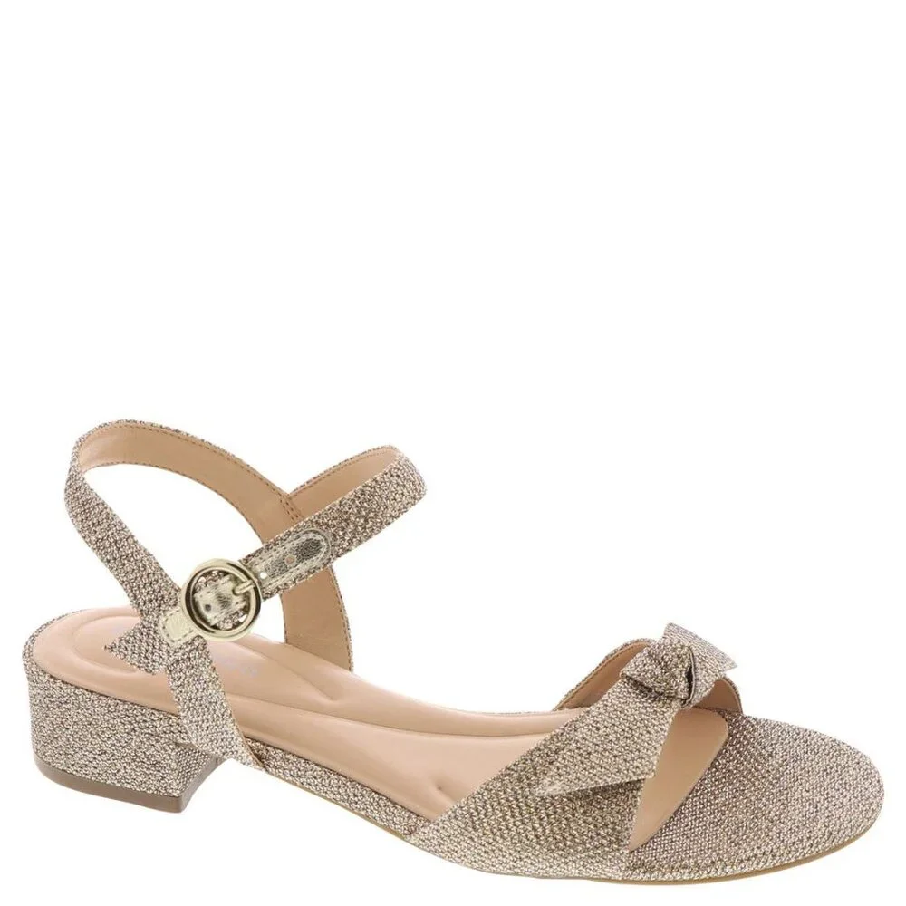 Easy Spirit Gold Glitter Bow Ginova Sandals